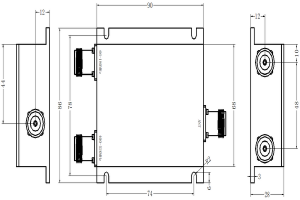 87.5-108MHz & 470-600MHz LC Combiner Covering VHF & UHF Band With N Connectors JX-LCC2-87.5M600M-40N