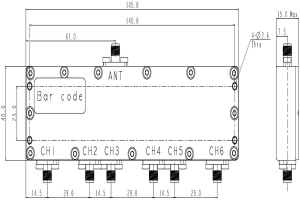 Dielectric Combiner JX-DDC6-847M2350M-SF30 Covering from 847MHz/897.5MHz/1747.5MHz/1950MHz/2350MHz/2535MHz in Small Size