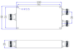 VHF/UHF Power Divider 2/3/4 Way  From 140-500M in Small Compact JX-PD2-140M500M-20N