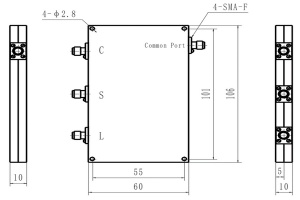 SMA LC Triplexer Operating For 4400-5250MHz & 2200-2490MHz &1429-1850MHz JX-MC3-1429M5250M-20S