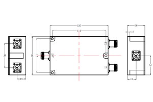 2 Ways LC Combiner N-F Connector 30-400MHz Low Insertion Loss Small Volume JX-LCC2-30M400M-20N