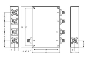 4 Ways Cavity Combiner SMA-F Connector 617-4200MHz Low Insertion Loss Small Volume JX-LCC4-617M4200M-S40_LC