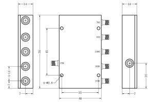 5 Ways LC Combiner SMA-F Connector 758-2170MHz Low Insertion Loss Small Volume JX-LCC5-758M2170M-S20