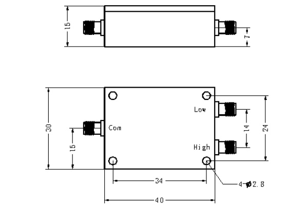 Duplexer Operating from 30-4200MHz  JX-LCD2-30M4200M-30SF