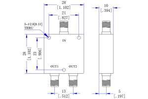 Power Divider SMA-F Connector 600-3800MHz JX-PD2-3.4G4.2G-20S