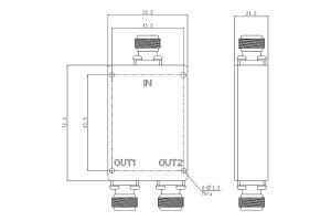 Power Divider N-F Connector 450-960MHz JX-PD2-450M960M-20N