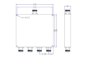 Power Divider N-F Connector 134-3700MHz JX-PD4-134M3700M-20NF