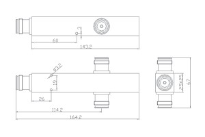 Power Divider 4.3-10-F Connector 350-2700MHz JX-PS-2-4310