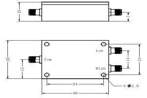 LC Duplexer operating from 204-1800MHz JX-LCD2-204M1800M-50SF