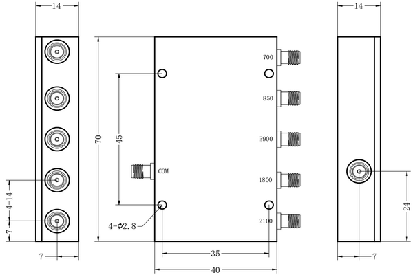 Manufacturer of Tunable Rf Filter - SMA 5 Ports Combiner Operating For the Band of 700/850/900/1800/2100  JX-LCC5-758M2170M-S20  – Jingxin Technology