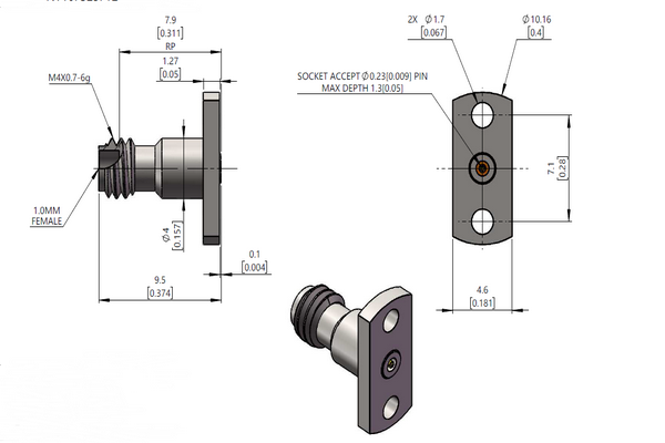 High Frequency Coaxial Connector Working from DC-110GHz JX-RFC-DC110G-1.0MMF2