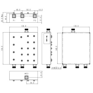 Cavity Combiner Operating from 791-2690MHz JX-CC3-791M2690M-60N