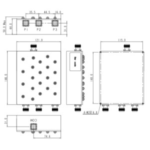 Cavity Combiner Operating from 880-2170MHz JX-CC3-880M2170M-60N